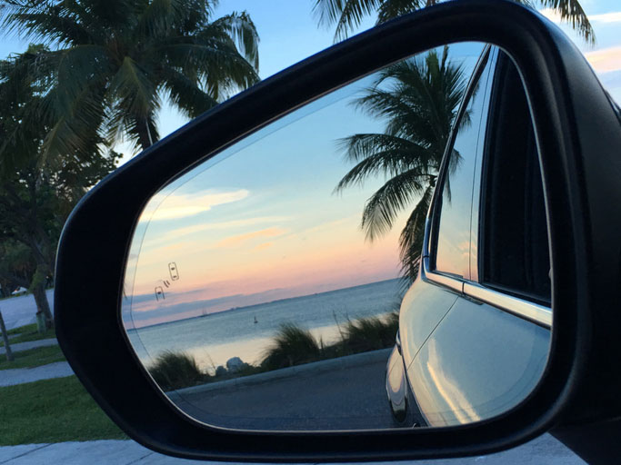 Car Mirror at Miami Sunset by the Beach